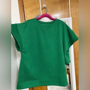 Womens Textured Short Sleeve Top and matching shorts set - Green